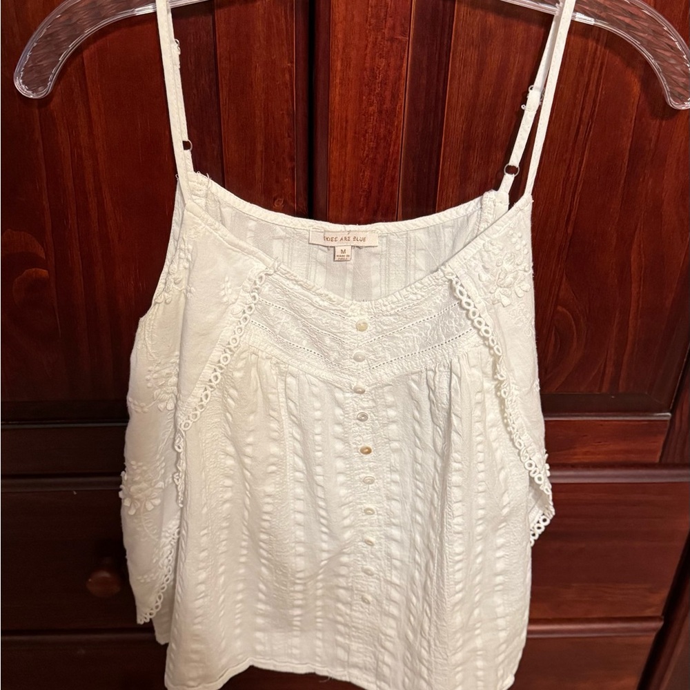 Skies Are Blue Cream Camisole with Lace Detail